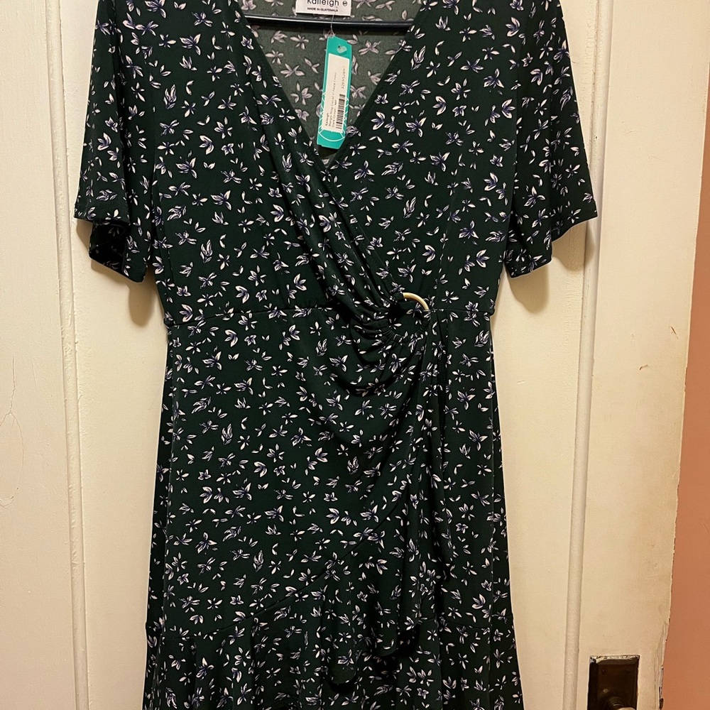 Kaileigh Green and Purple Midi Sundress with Flutter Sleeves